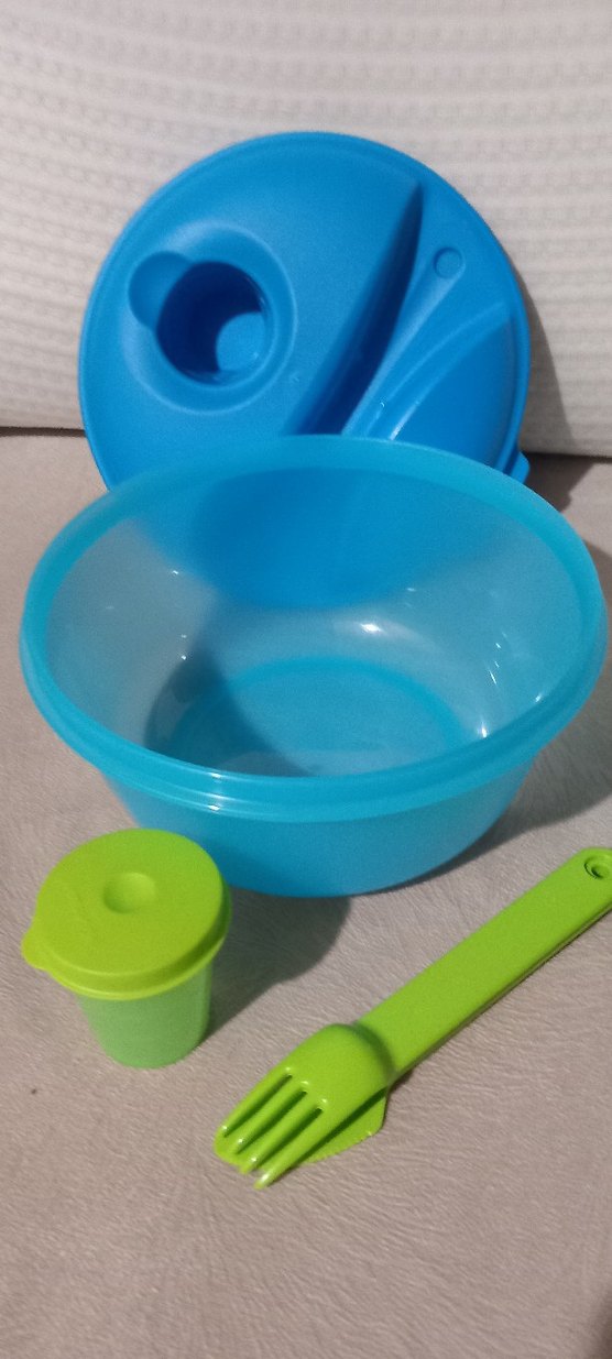 Mavi Renkli Plastik Saklama Kabı ve Çatal 1.lt4 - Görsel 2