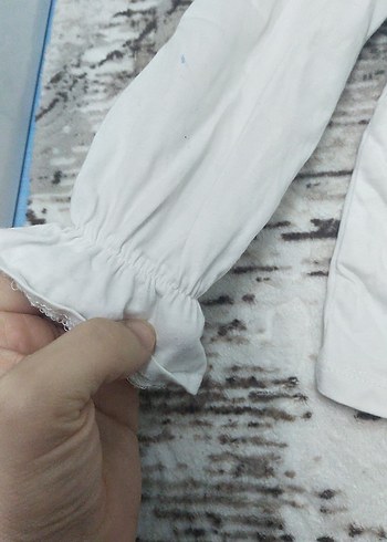 Kız Çocuk Beyaz Gömlek Yaka Keten Bluz - Görsel 2