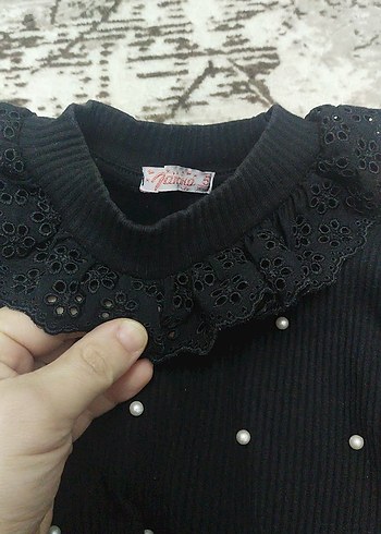 Düğmeli Siyah Boğazlı çocuk  Kazak - Görsel 3