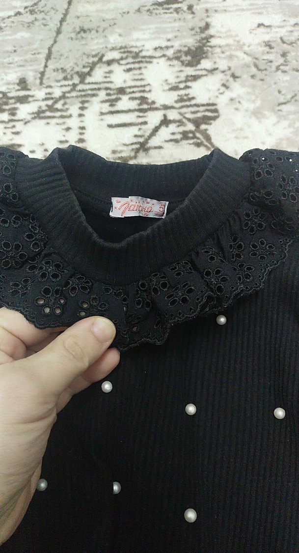 Düğmeli Siyah Boğazlı çocuk  Kazak - Görsel 3