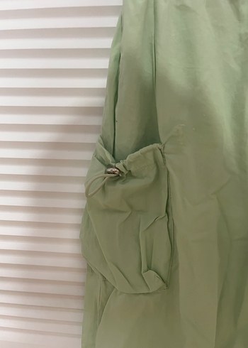 Yeşil Keten Bol Kesim çocuk Pantolon - Görsel 2