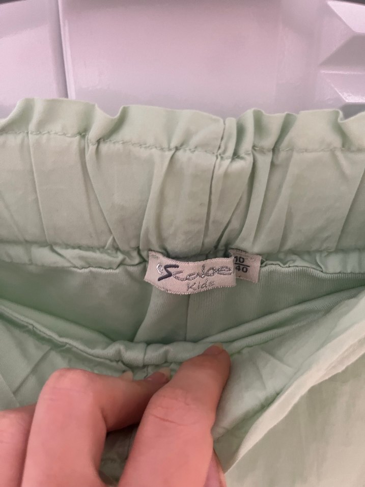 Yeşil Keten Bol Kesim çocuk Pantolon - Görsel 3