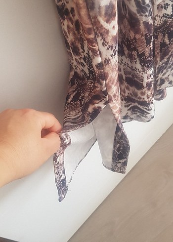 Kadın Kahverengi Yılan Desenli Uzun Bohem Elbise - Görsel 3