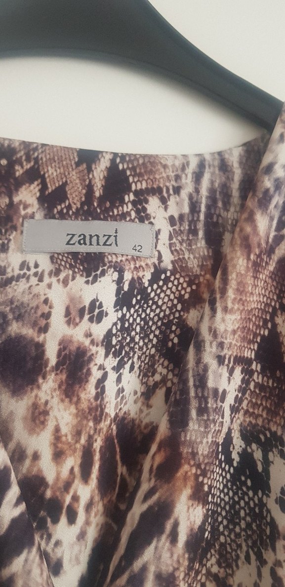 Kadın Kahverengi Yılan Desenli Uzun Bohem Elbise - Görsel 4