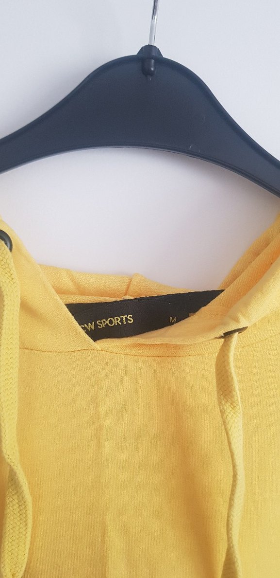 Sarı Kapüşonlu Kısa Kollu Kadın Sweatshirt - Görsel 4