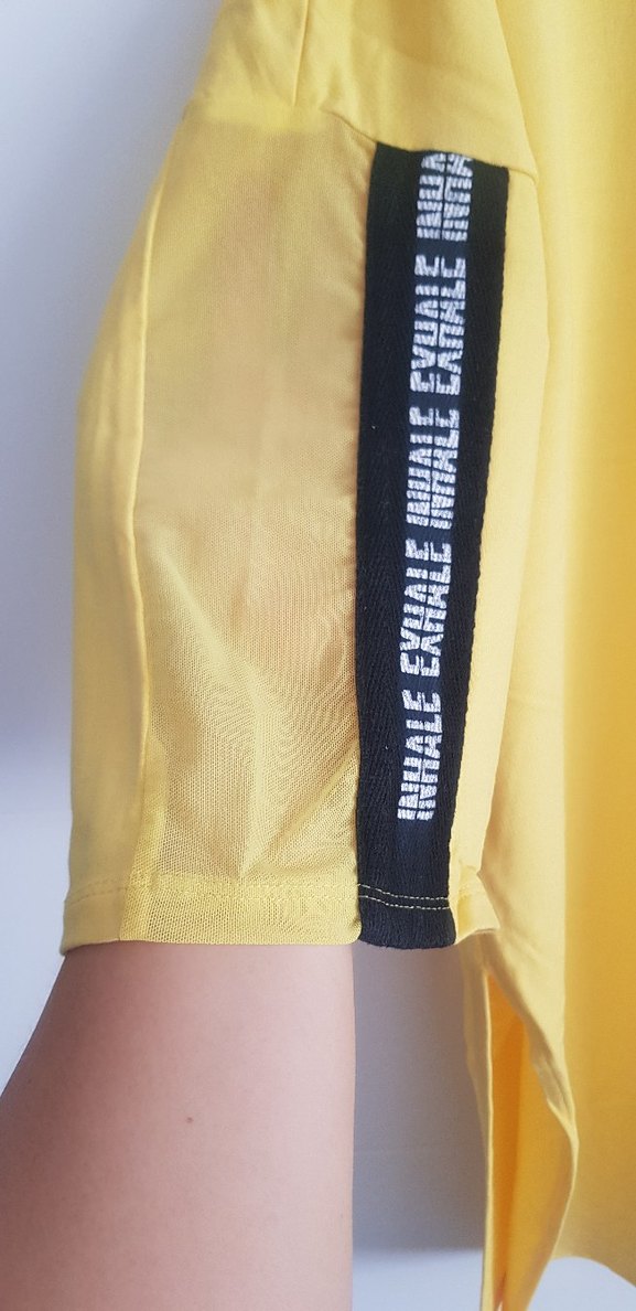 Sarı Kapüşonlu Kısa Kollu Kadın Sweatshirt - Görsel 2