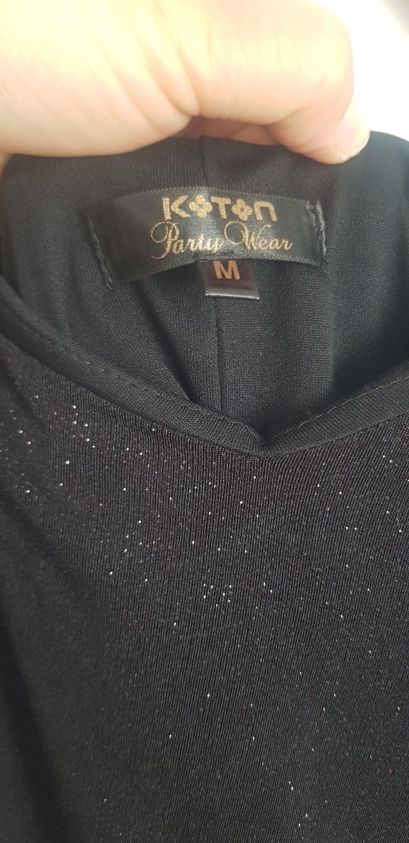 Siyah V Yaka Drapeli Uzun Elbise - Görsel 4