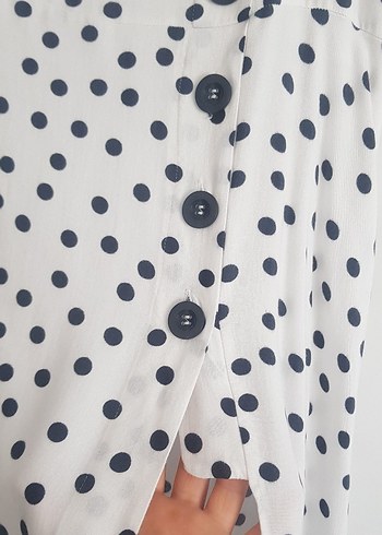 Düğmeli Puantiyeli Midi etek - Görsel 2