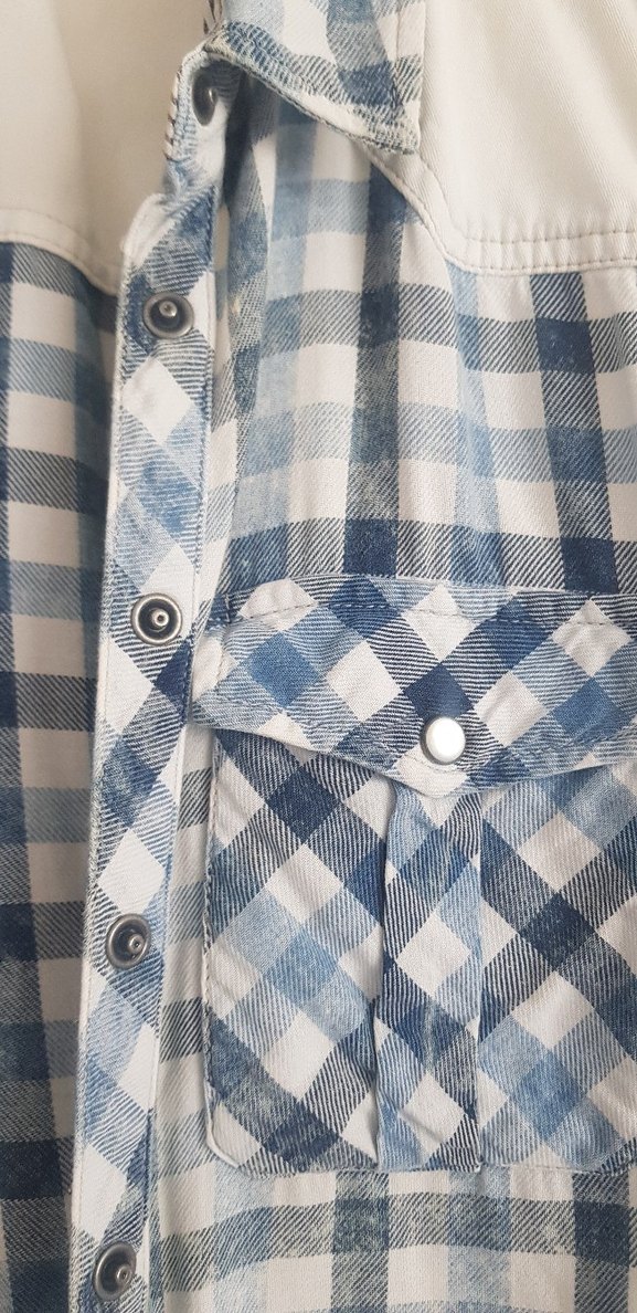 Düğmeli Kolsuz Ekose Denim Gömlek - Görsel 2