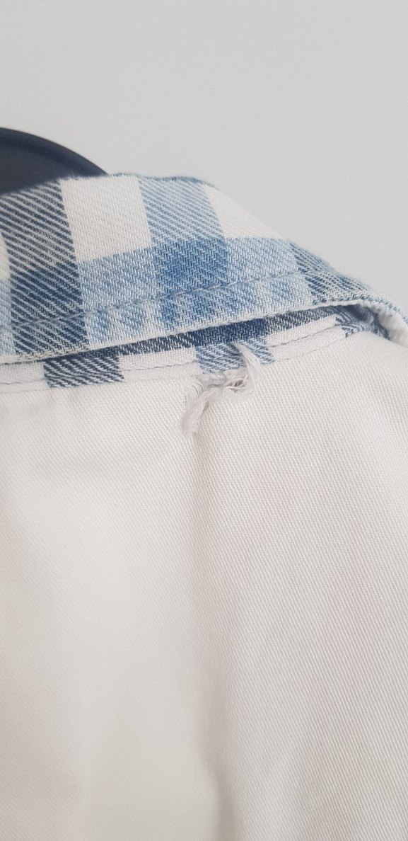 Düğmeli Kolsuz Ekose Denim Gömlek - Görsel 3