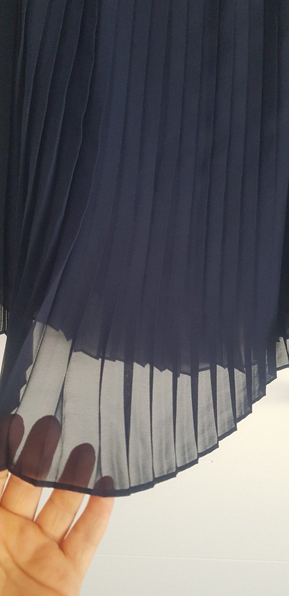 Lacivert Pilili Midi Etek - Görsel 2