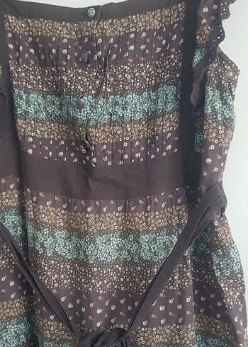 Kahverengi Batik Desenli Uzun Bohem Elbise - Görsel 2