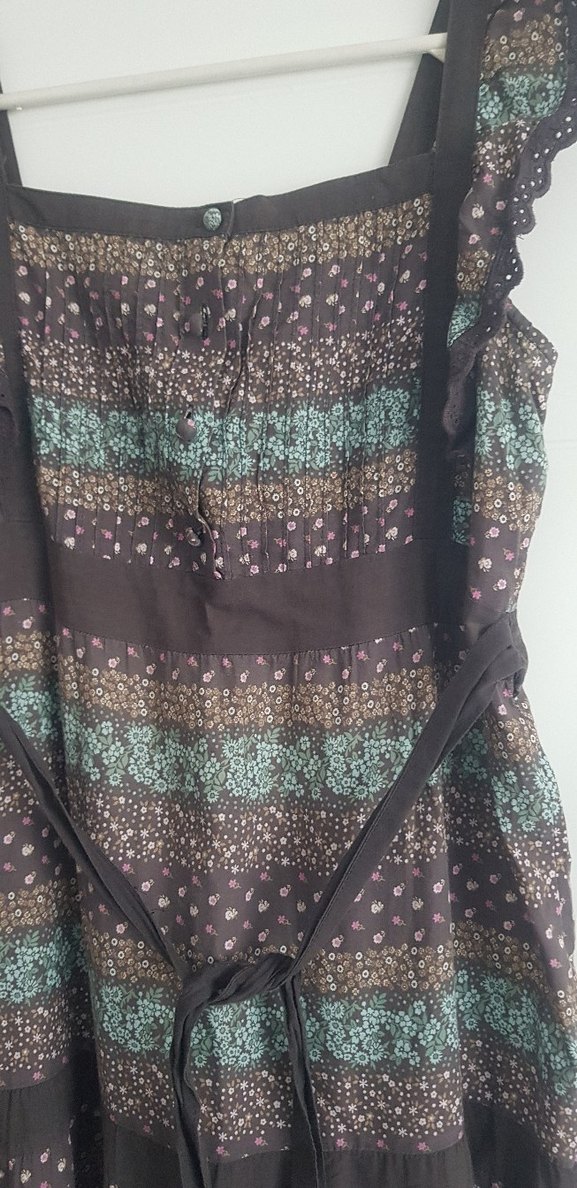 Kahverengi Batik Desenli Uzun Bohem Elbise - Görsel 2