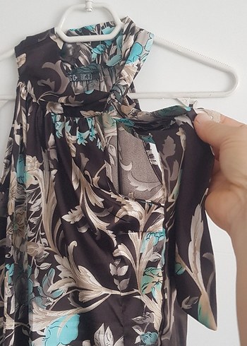 Bohem Desenli Kahverengi Uzun Elbise - Görsel 3