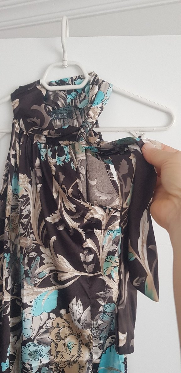 Bohem Desenli Kahverengi Uzun Elbise - Görsel 3