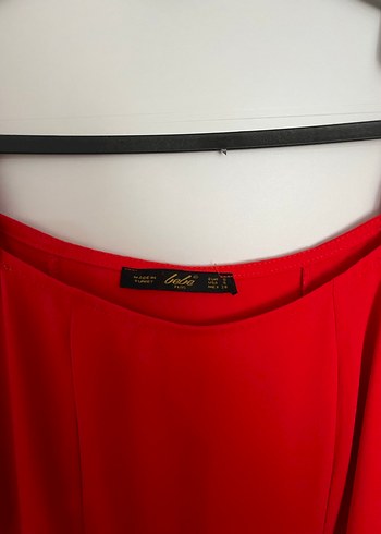 Kırmızı Uzun Drapeli Kadın Elbise - Görsel 3