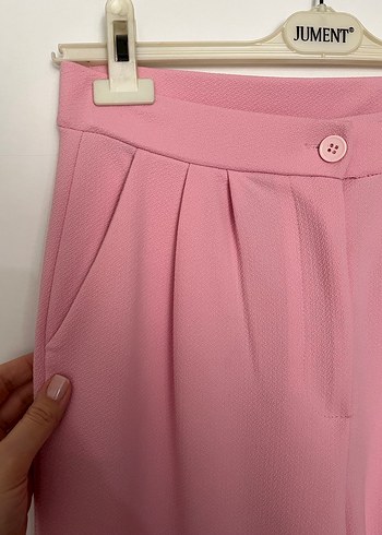 Pembe Pilili Kadın Kumaş Pantolon - Görsel 7