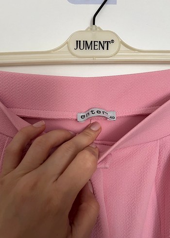 Pembe Pilili Kadın Kumaş Pantolon - Görsel 4