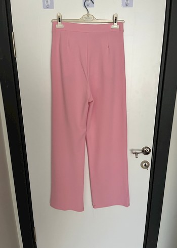 Pembe Pilili Kadın Kumaş Pantolon - Görsel 5