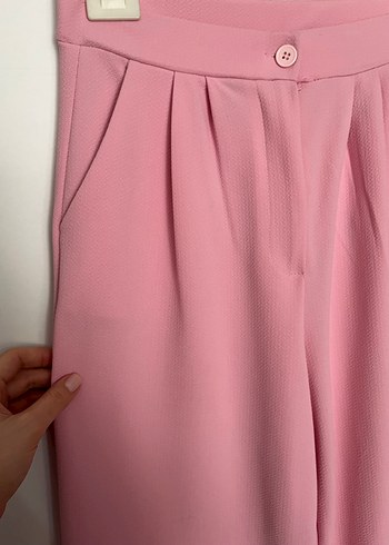 Pembe Pilili Kadın Kumaş Pantolon - Görsel 3