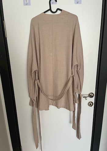 Bej Uzun Kollu Salaş Kimono - Görsel 4