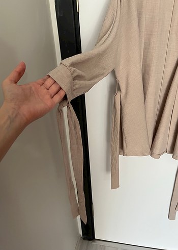 Bej Uzun Kollu Salaş Kimono - Görsel 3