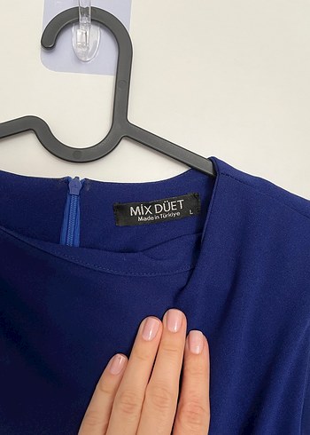 Lacivert Drapeli Midi Ofis Elbisesi - Görsel 3