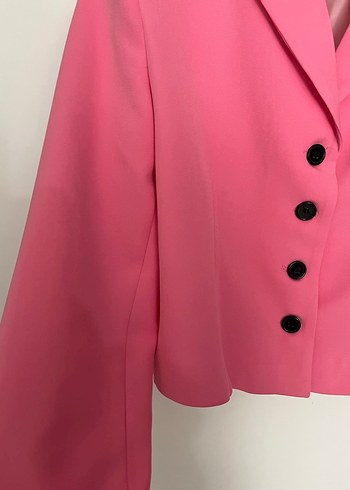 Pembe Mini Kadın Blazer Ceket - Görsel 3