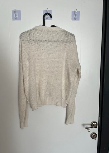 Bej V Yaka Örgü Hırka - Görsel 4