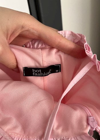 Pudra Pileli Midi İp Askılı Elbise - Görsel 7