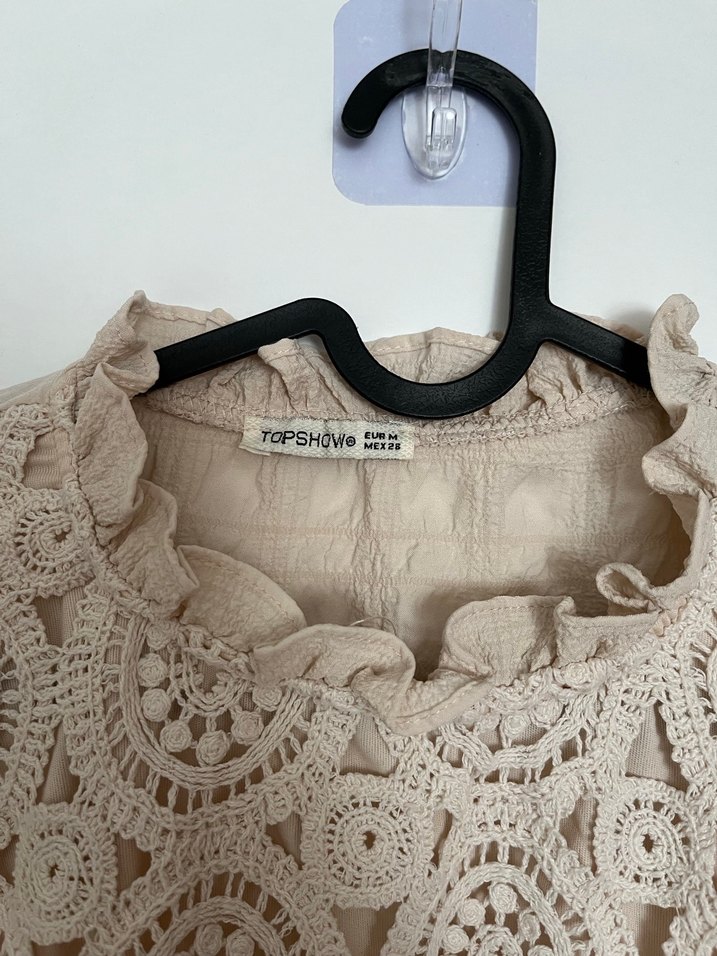 Bej Dantel İşlemeli Bohem Kadın Bluz - Görsel 5