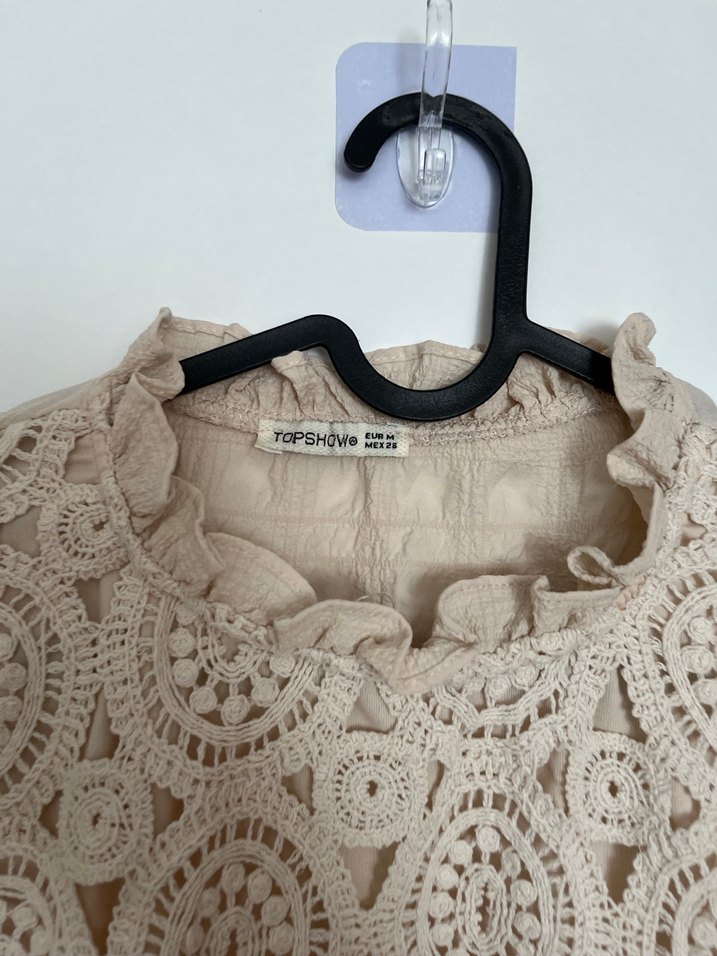 Bej Dantel İşlemeli Bohem Kadın Bluz - Görsel 4