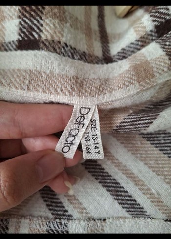 Bej Gri Ekoseli Düğmeli Çocuk Gömlek - Görsel 6