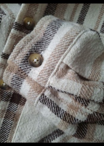 Bej Gri Ekoseli Düğmeli Çocuk Gömlek - Görsel 5