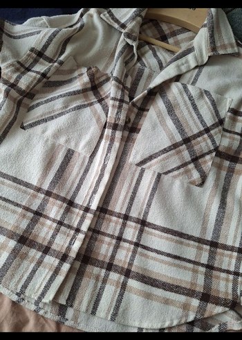 Bej Gri Ekoseli Düğmeli Çocuk Gömlek - Görsel 3