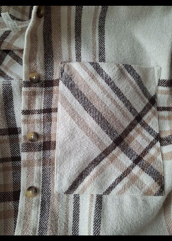 Bej Gri Ekoseli Düğmeli Çocuk Gömlek - Görsel 4