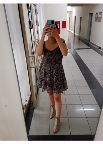 Diğer Çiçekli Mini Elbise 34 ve 36 bedene uyumlu