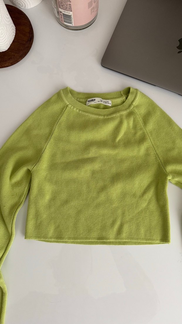 Yeşil Uzun Kollu Basic Kadın Kazak - Görsel 2