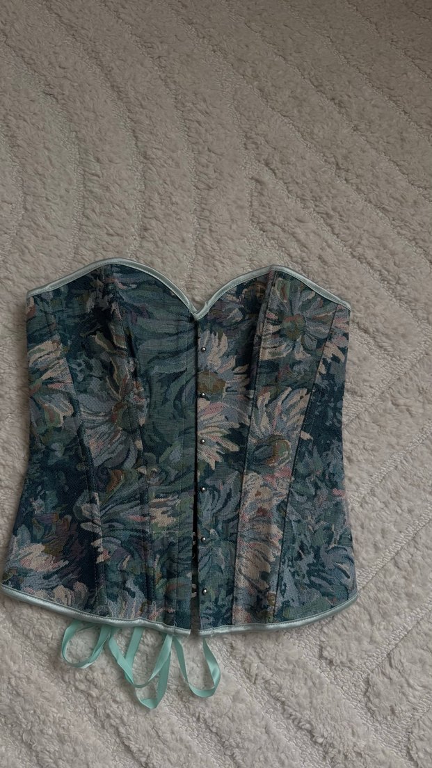 Gri Düğmeli Straplez Bohem Midi Bustiyer - Görsel 2