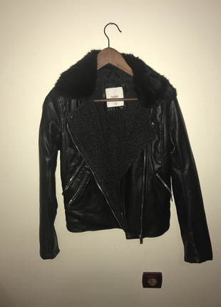 Pull and Bear SİYAH DERİ CEKET