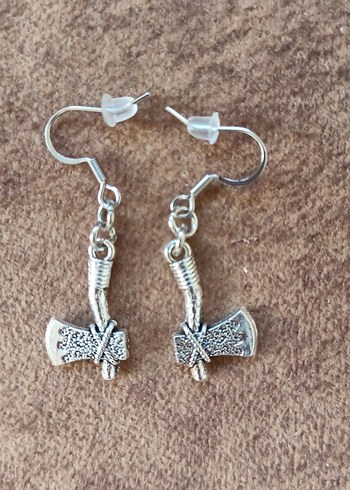 Baltalı gotik punk gümüş kaplama küpe - Görsel 2