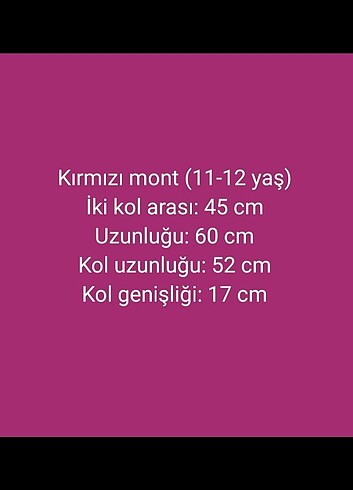 11-12 Yaş Beden Kız çocuk mont