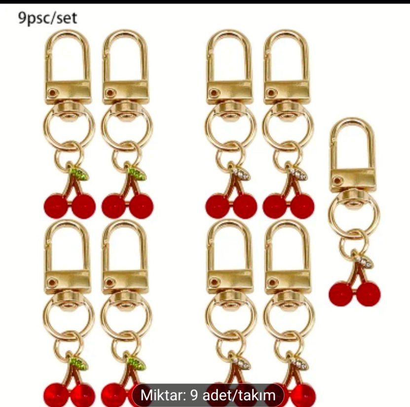 Pembe Zincir Detaylı Kalp Anahtarlık, Charm - Görsel 4