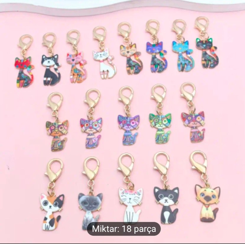 Pembe Zincir Detaylı Kalp Anahtarlık, Charm - Görsel 3