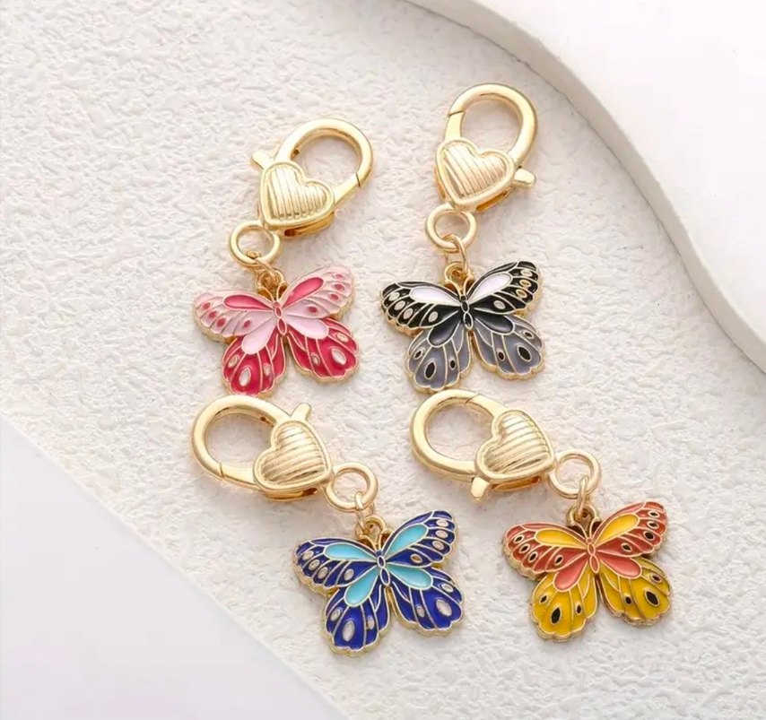 Pembe Zincir Detaylı Kalp Anahtarlık, Charm - Görsel 2