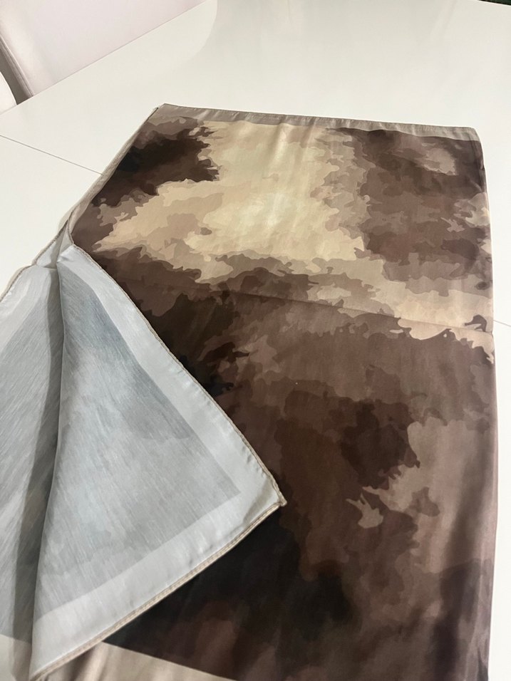 Kahverengi bej kadın Soft şal - Görsel 2