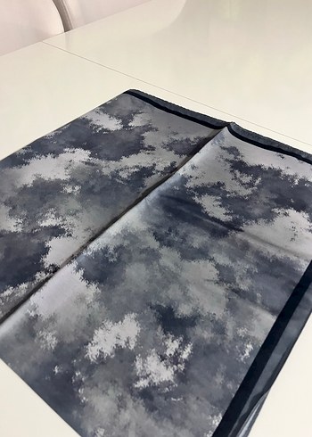 Gri Siyah Detaylı Soft Vual Eşarp - Görsel 2