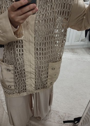 Bej Kapüşonlu Örgü İkili Takım - Görsel 2