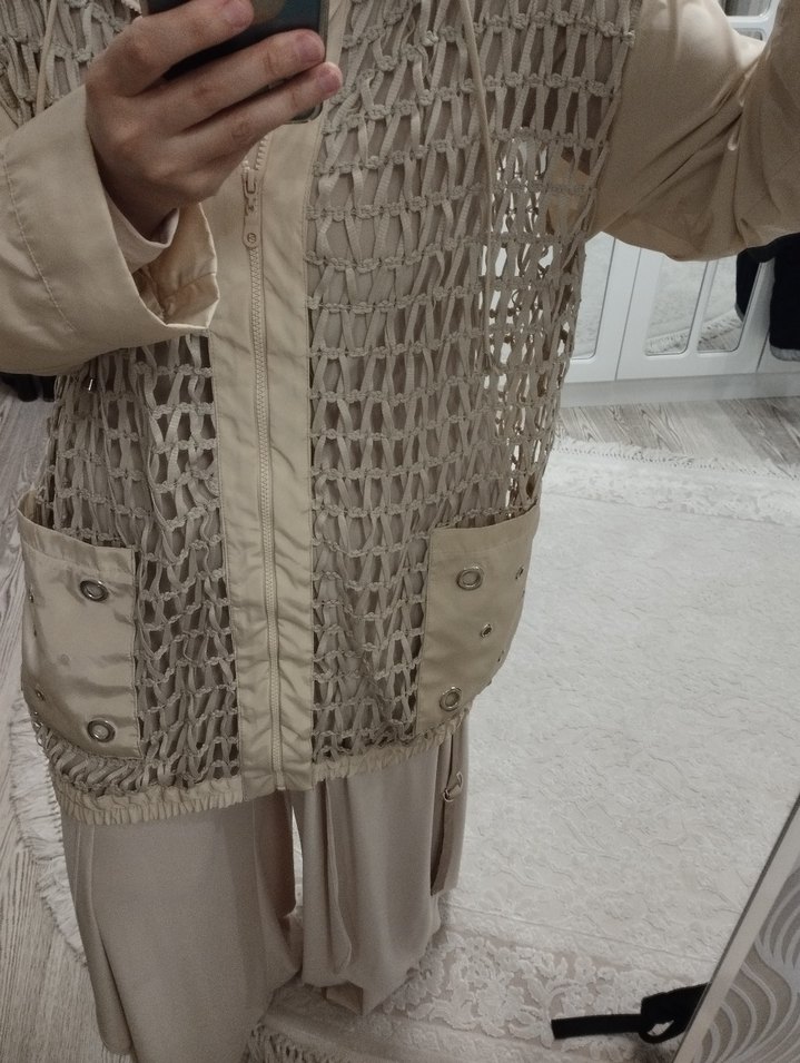 Bej Kapüşonlu Örgü İkili Takım - Görsel 2