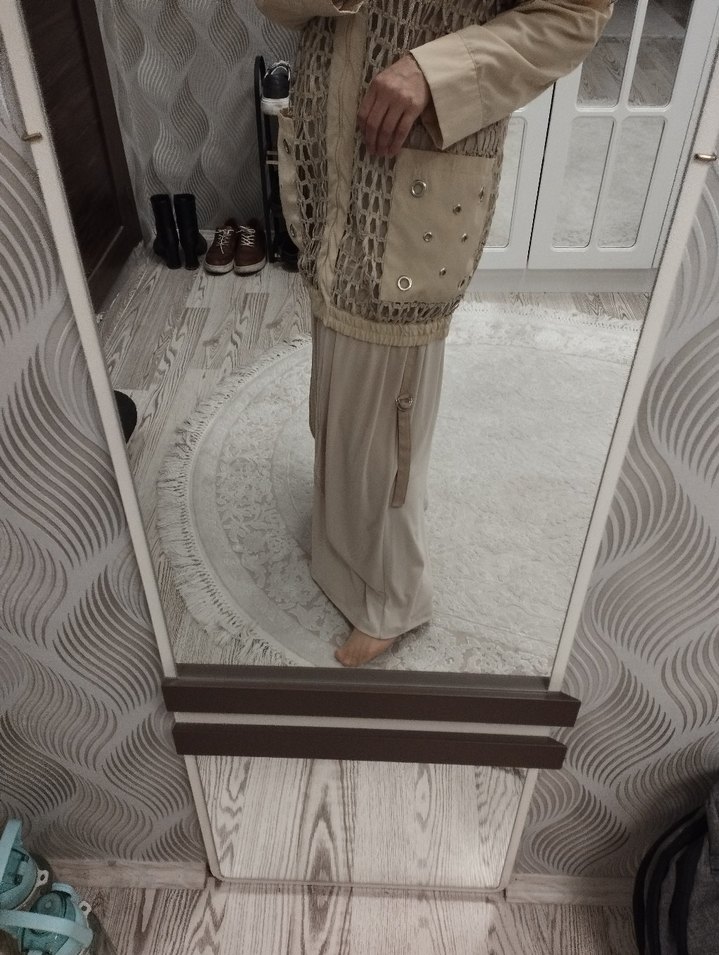 Bej Kapüşonlu Örgü İkili Takım - Görsel 5